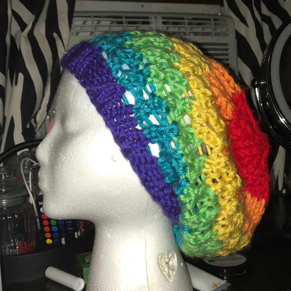 Rainbow slouch beanie